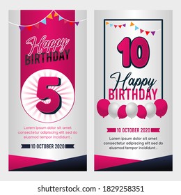 Vector graphic of happy birthday banner and sticker good for birthday celebration. flat design. flyer design.flat illustration.