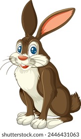 Vector graphic of a happy, brown rabbit