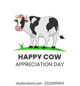 Vector Graphic of happy cow appreciation day illustration, cow cartoon isolated on white background