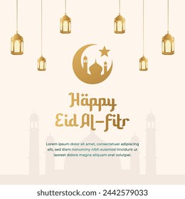 vector graphic of Happy Eid al-Fitr ideal for Eid al-Fitr celebration.