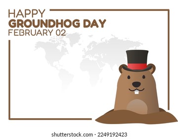 vector graphic of happy groundhog day good for groundhog day celebration. flat design. flyer design.flat illustration.