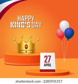 vector graphic of happy king's day good for king's day celebration. flat design. flyer design.flat illustration.