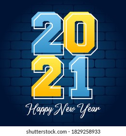 Vector graphic of happy new year 2021 good for new year 2021 celebration. flat design. flyer design.flat illustration.