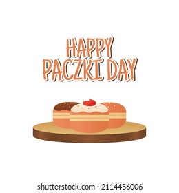 vector graphic of happy paczki day good for happy paczki day celebration. flat design. flyer design.flat illustration.