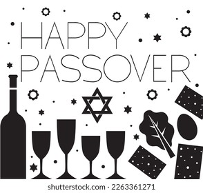 Vector graphic with Happy Passover message