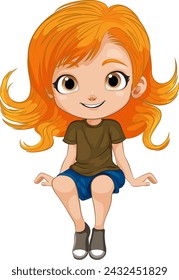 Vector graphic of a happy, seated young girl