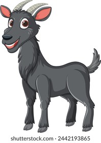 Vector graphic of a happy, smiling goat character