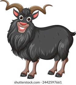 Vector graphic of a happy, smiling goat