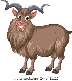 Vector graphic of a happy, smiling goat