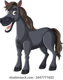 Vector graphic of a happy, smiling horse.