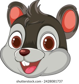 Vector graphic of a happy, smiling mouse face