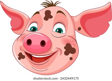 Vector graphic of a happy, smiling pig face