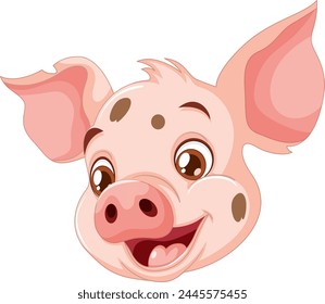 Vector graphic of a happy, smiling piglet