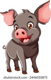 Vector graphic of a happy, smiling piglet