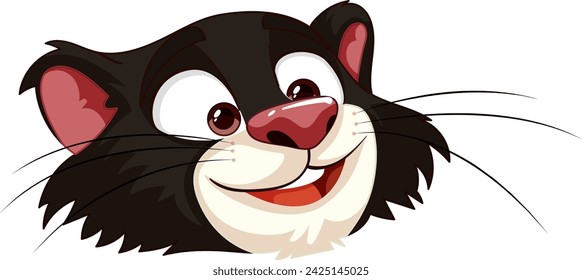 Vector graphic of a happy, smiling skunk face