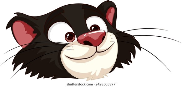 Vector graphic of a happy, smiling skunk face