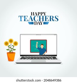 vector graphic of happy teachers day good for happy teachers day celebration. flat design. flyer design.flat illustration.