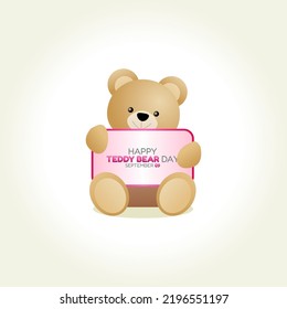 vector graphic of happy teddy bear day good for teddy bear day celebration. flat design. flyer design.flat illustration.