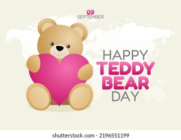 vector graphic of happy teddy bear day good for teddy bear day celebration. flat design. flyer design.flat illustration.