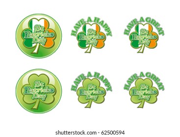 Vector Graphic of Have a Happy and Have a Great St Patricks Day Lettering, Clover and Irish Flag
