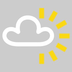 Vector Graphic Of A Hazy Sun Symbol As Used On Weather Maps Shown On Television Weather Forecasts. It Consists Of A White Cloud With Rays Of Sun Appearing