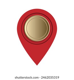 El gráfico de Vector del pasador de Locación HD es rojo. Estilo de diseño de contorno 3D simple. Ideal para marcadores de mapas, puntos de ubicación, íconos y más. diseño Plantilla Vector