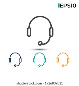 Vector graphic of headset outline icon. Perfect for marketing promotion, business presentation, infographic, data analytics etc. Online marketing and business element.