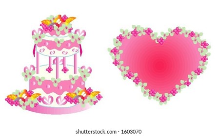 Vector graphic, heart with cake