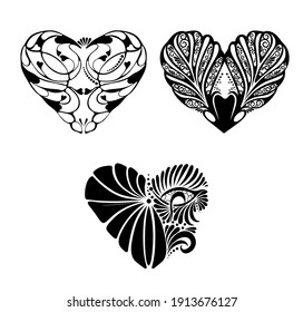 Vector graphic Heart. Decorative ornament. Valentines card for t-shirt prints, gifts. Decorative love symbol. Vintage craft. 