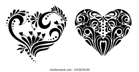 Vector graphic Heart. Decorative ornament. Valentines card for t-shirt prints, gifts. Decorative love symbol. Vintage craft. 