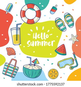 vector graphic of hello summer full color background