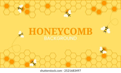 Vector graphic of honeycomb and little bees background suitable for world honey bee day 4k