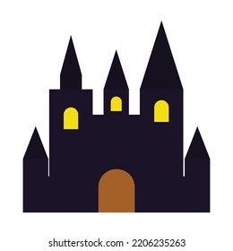 Vector graphic of horror halloween castle. Witch castle illustration with flat design style. Suitable for content design assets