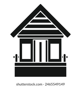 Vector graphic of a house icon in a bold black silhouette, suitable for logos and design elements