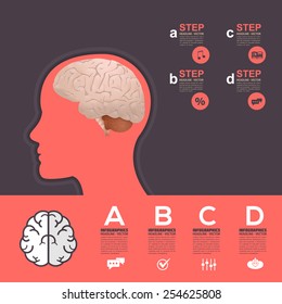 Vector Graphic Human Brain Health and Capacity Concept Infographics Arrow Elements 