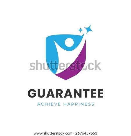 Vector Graphic of Human Happy Achievement or Reaching Logo Design with Abstract Person and Star Concept for Success, Guarantee, and Happiness Brand Logos