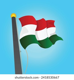 Vector vector graphic of the Hungary flag fluttering