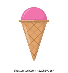 Vector graphic of ice cream. Strawberry ice cream illustration with flat design style. Suitable for content design assets