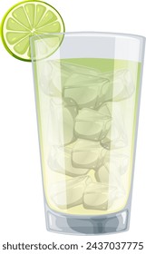 Vector graphic of iced lime beverage in glass
