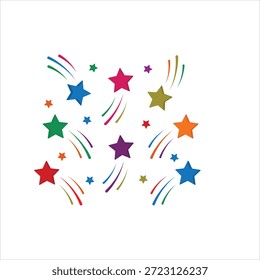 Vektorgrafik-Symbol für buntes Muster von Shooting Stars