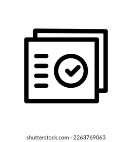 Gráfico vectorial del archivo de icono aprobado en el estilo de contorno. Perfecto para el diseño de elementos, aplicación de interfaz de usuario, etc.