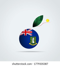 Icono gráfico vectorial con bandera y pluma de las islas Vírgenes Británicas