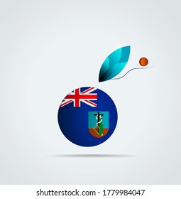 Vector Graphic icon with flag and feather of Montserrat