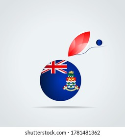 Vector Graphic icon with flag and feather of Cayman Islands
