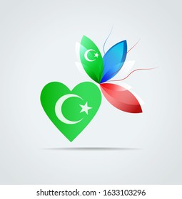 Vector Graphic icon with the heart and flag of Crimean Karaites

