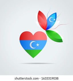 Vector Graphic icon with the Heart and flag of Afghan Turkestan
