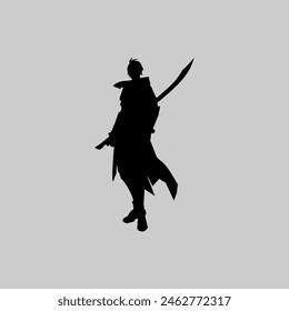 Vector graphic of an icon illustration of an armed knight holding a sword
