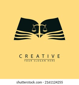 vector graphic icon logo illustration of legal balance combination book. good for justice and peace.