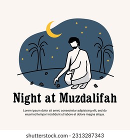 Vector graphic icon processing pilgrim hajj eid al adha nigh at muzdalifah