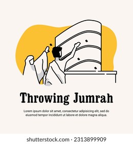 Vector graphic icon processing pilgrim hajj eid al adha throwing jumrah